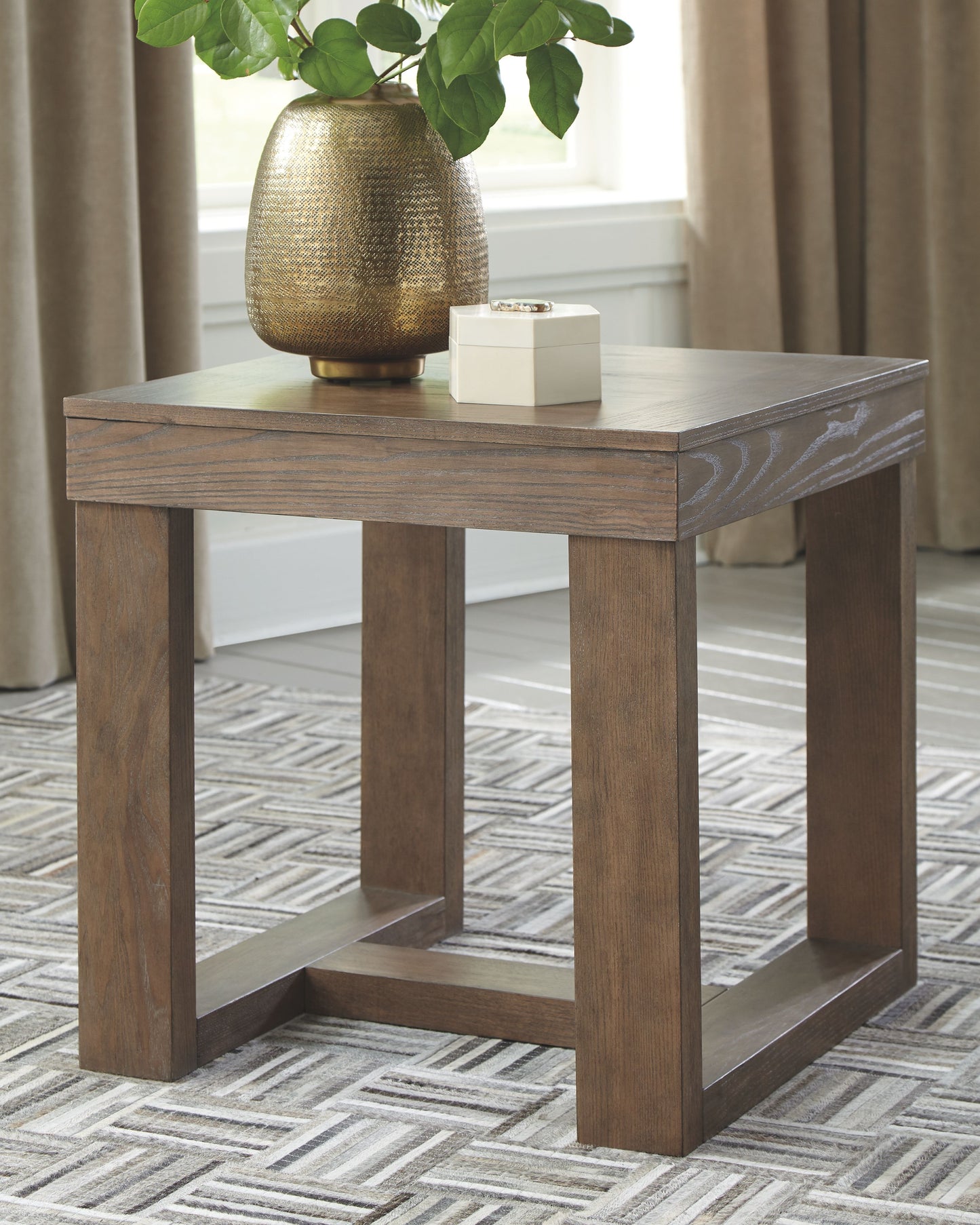 Cariton - Square End Table - Gray