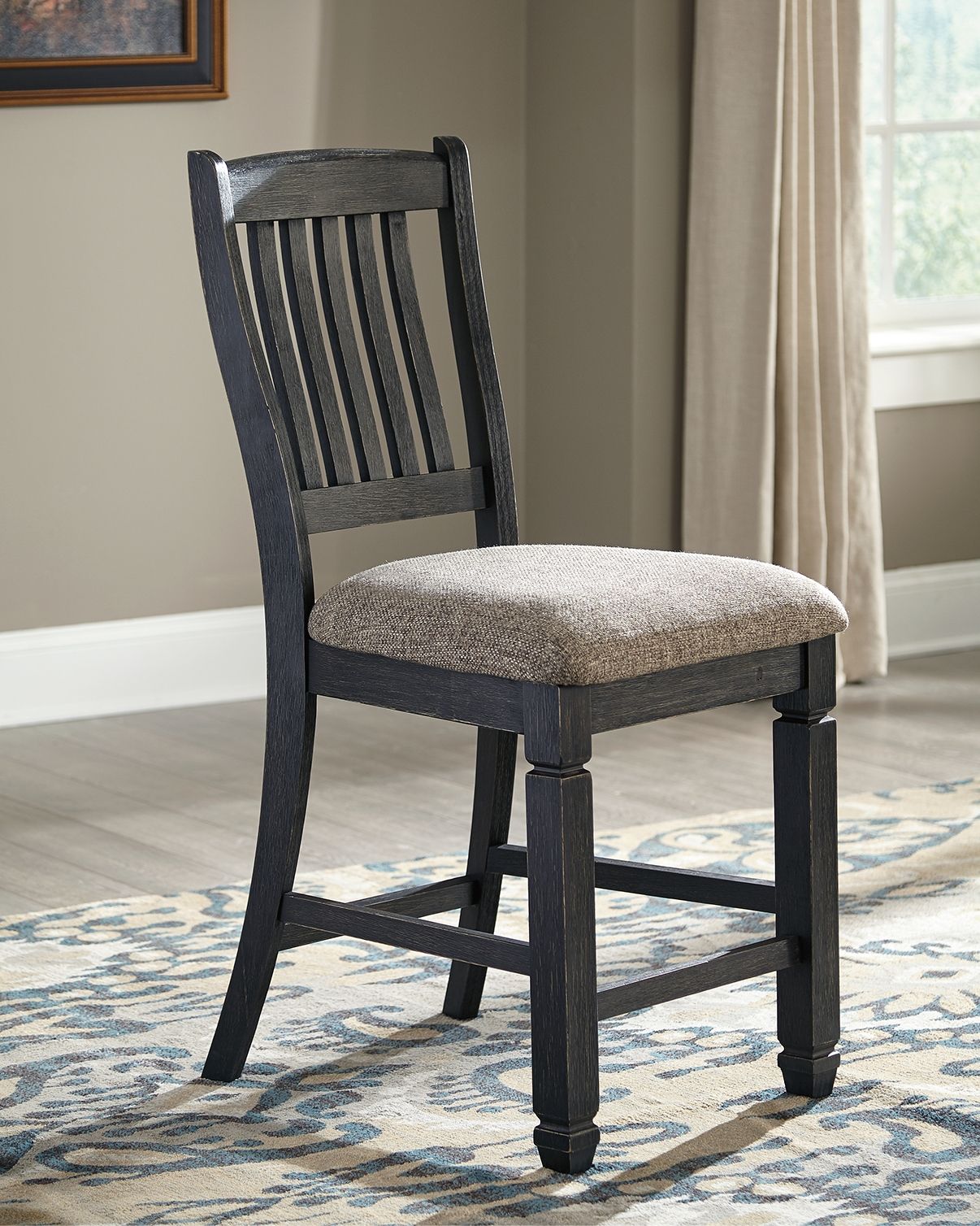 Tyler Creek - Black / Grayish Brown - Upholstered Barstool (Set of 2)