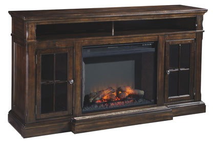Roddinton - XL TV Stand w/Fireplace Option - Dark Brown