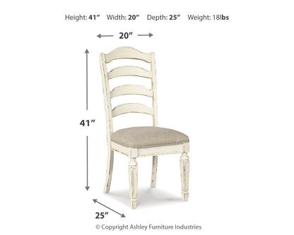 Realyn - Dining UPH Side Chair (Set of 2) - Ladderback - Chipped White