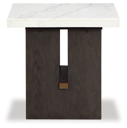 Burkhaus - Rectangular End Table - White / Dark Brown