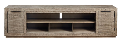 Krystanza - XL TV Stand w/Fireplace Option - Weathered Gray