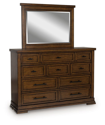 Taffenbrook - Dresser And Mirror - Medium Brown