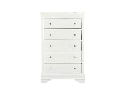Global Pompei - 5 Drawer Chest - Metallic White