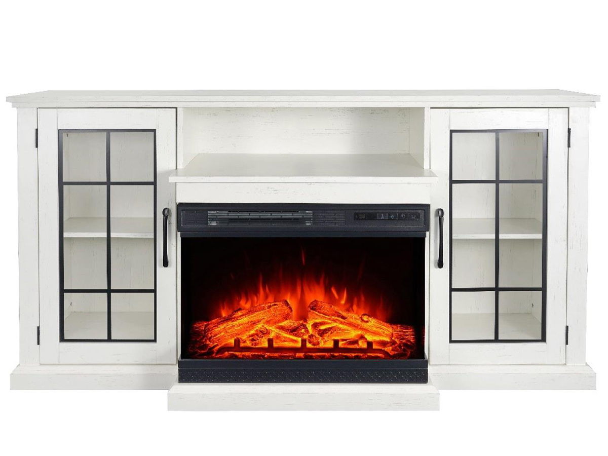 Vitara 59" TV Stand With Fireplace - White