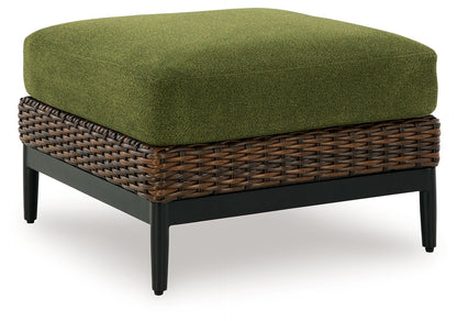 Horizon Hall - Ottoman With Cushion - Brown / Green