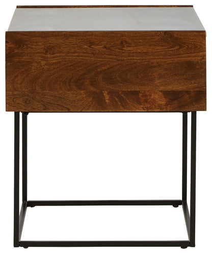 Rusitori - Rectangular End Table - Brown / Beige / White