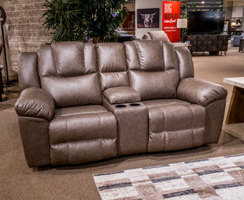 Lowilla - Driftwood - Double Reclining Loveseat With Console