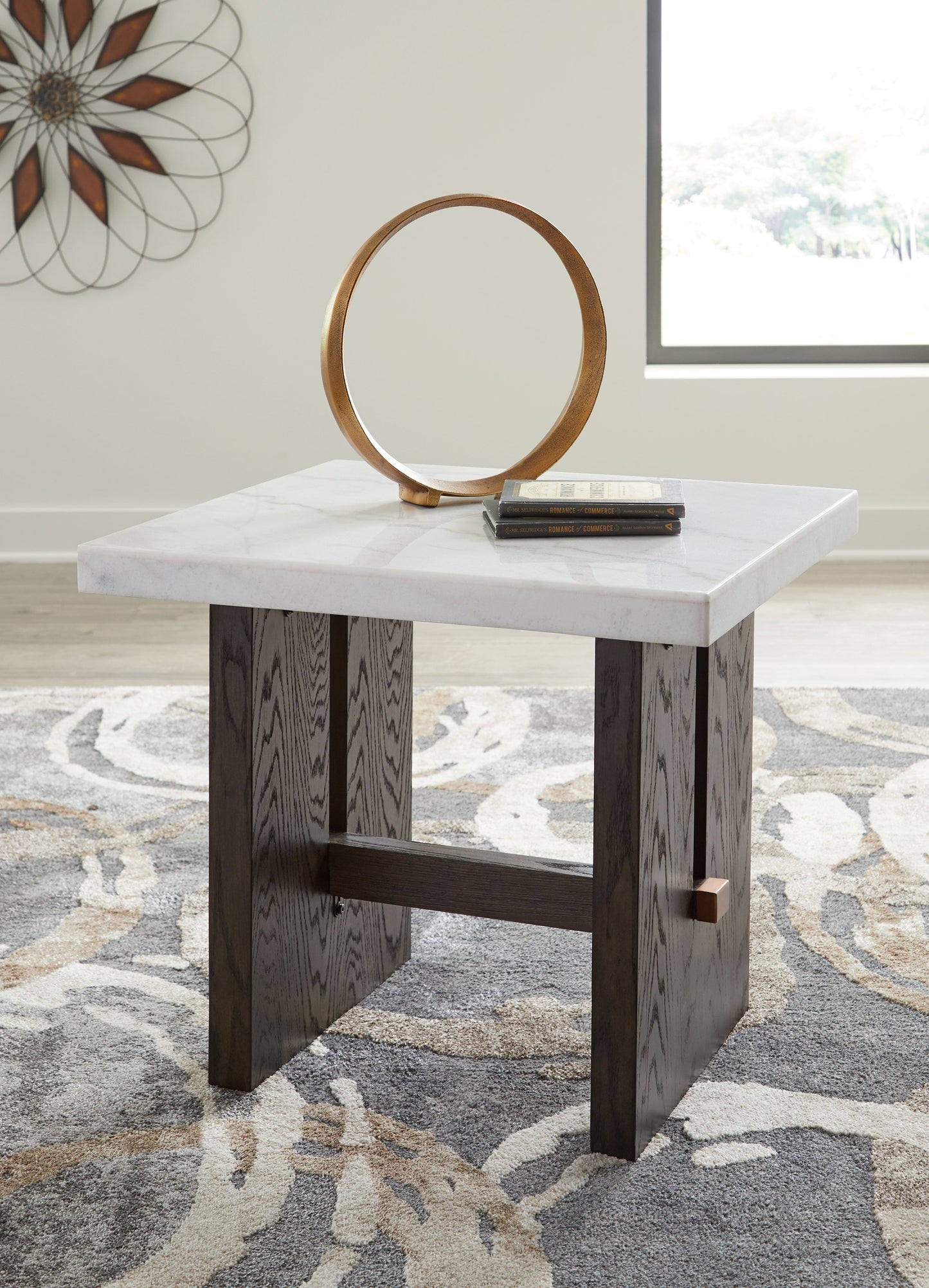 Burkhaus - Rectangular End Table - White / Dark Brown