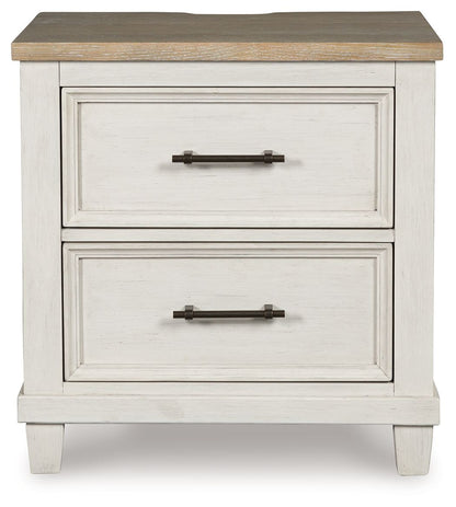 Shaybrock - Two Drawer Night Stand - Antique White / Brown
